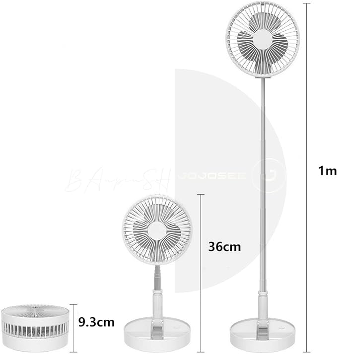 VENTILADOR PORTÁTIL SILENCIOSO, SEM FIO E DOBRAVEL - BRANCO - 1M DE ALTURA