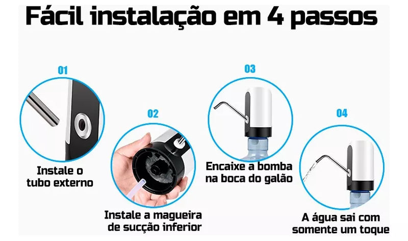 Bomba Galão Água Mineral Bebedouro Elétrica Recarregável Usb