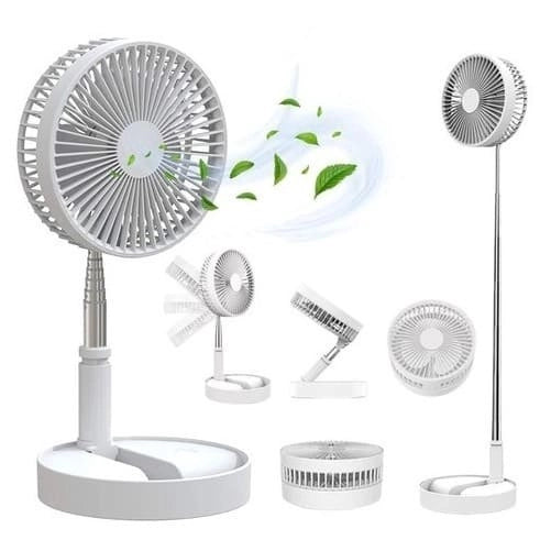 VENTILADOR PORTÁTIL SILENCIOSO, SEM FIO E DOBRAVEL - BRANCO - 1M DE ALTURA