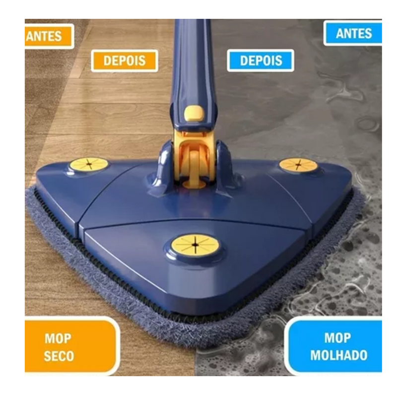 Esfregão Mop Triangular Ajustável: Limpeza Eficiente com Rotação de 360°